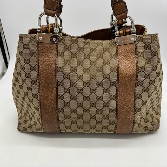 Gucci Tan and Brown Monogram Shoulder Bag - Picture 5 of 16